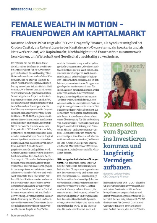 BörseSocial 110 Ausgabe 022026 Cover Female Wealth in Motion